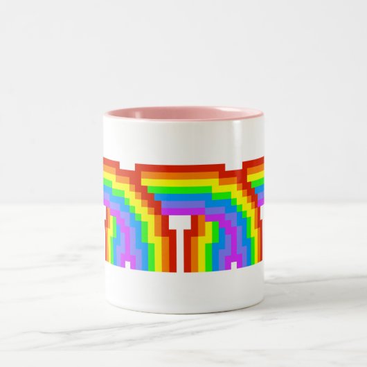 Retro Pixel-Kunst-Regenbogen-Tasse Zweifarbige Tasse (Mittel)
