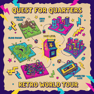 Retro Pixel Muster - Fun Vintager Arcade Quadratischer Aufkleber