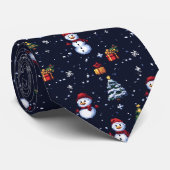Retro-Pixel-Weihnachten im 8-Bit-Stil Krawatte (Gerollt)