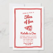 Retro Pizza 1. Gezeichnet Slice Fun Foto Geburtsta Einladung (Vorderseite)