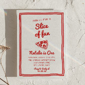 Retro Pizza 1. Gezeichnet Slice Fun Foto Geburtsta Einladung