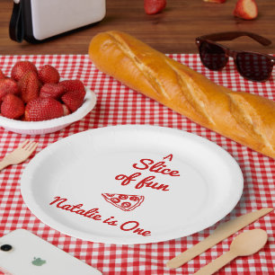 Retro-Pizza 1. handgeschriebene Scheibe Spaß Gebur Pappteller
