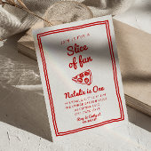 Retro Pizza 1. Handgezogene Scheibe Spaß Geburtsta Einladung