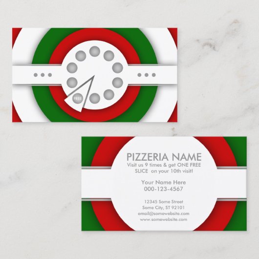 Retro PIZZA Briefmarke Treuekarte (Vorne/Hinten)