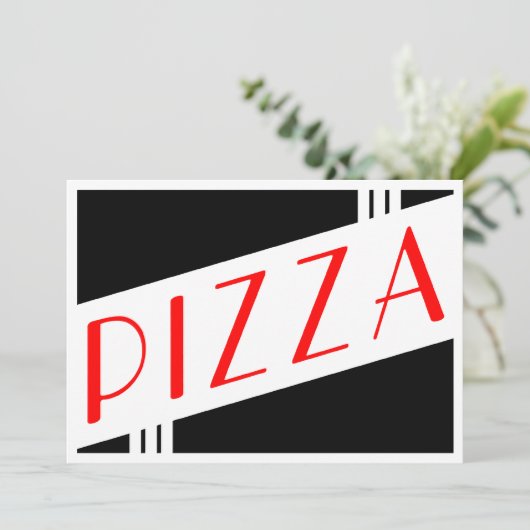 Retro-Pizza Einladung (Stehend Vorderseite)