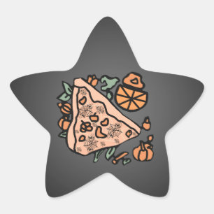 Retro Pizza mit Pumpkin-Drehung Stern-Aufkleber