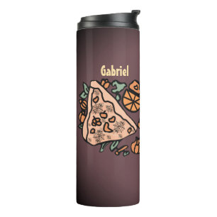 Retro Pizza mit Pumpkin-Drehung Thermosbecher