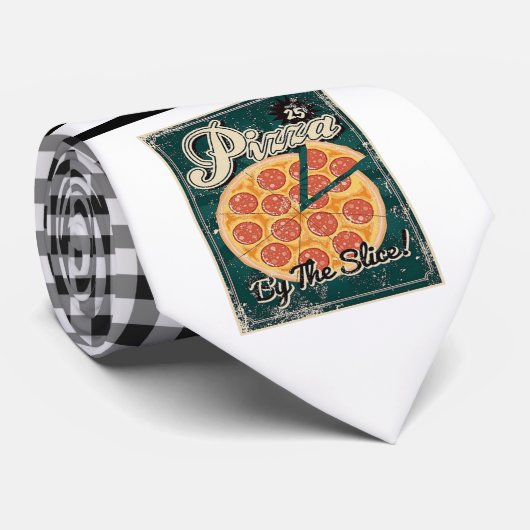 Retro Pizza Necktie Krawatte (Gerollt)