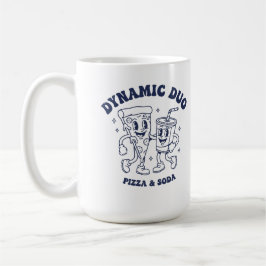 Retro-Pizza- und Soda-"Dynamic Duo"-Maskottchen Vi Kaffeetasse