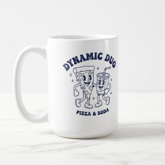 Retro-Pizza- und Soda-"Dynamic Duo"-Maskottchen Vi Kaffeetasse (Links)