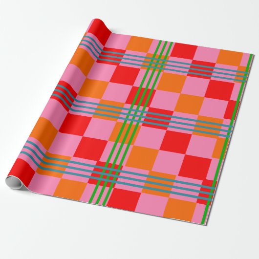 Retro Plaid  Geschenkpapier (Ungerollt)