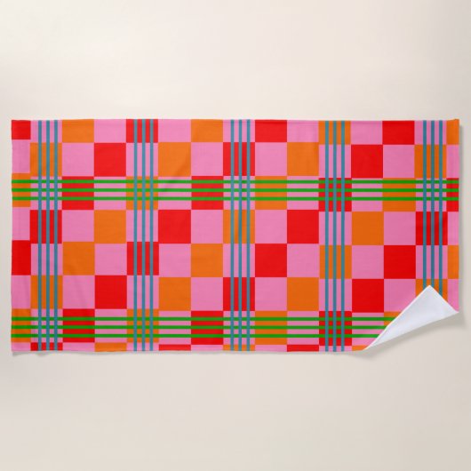 Retro Plaid  Strandtuch (Vorderseite)