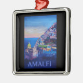 Retro Plakat-Amalfi-Küste Italien Silbernes Ornament (Links)