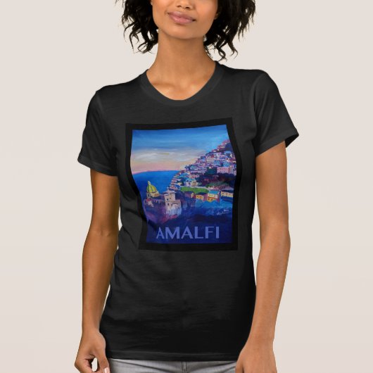 Retro Plakat-Amalfi-Küste Italien T-Shirt (Vorderseite)