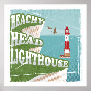 Retro-Plakat Beachy Head Leuchtturm Poster