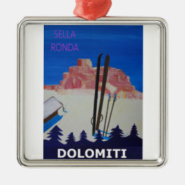 Retro Plakat Dolomiti Italien bei Sella Ronda Ornament Aus Metall