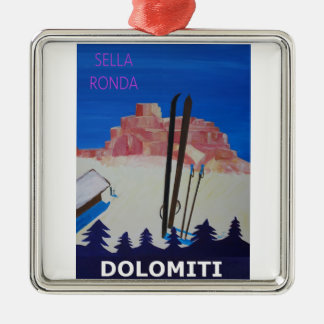 Retro Plakat Dolomiti Italien bei Sella Ronda Ornament Aus Metall