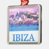 Retro Plakat Ibiza alte Stadt und Hafen Ornament Aus Metall (Links)