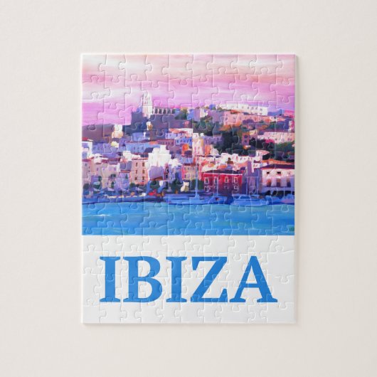 Retro Plakat Ibiza alte Stadt und Hafen Puzzle (Vertikal)
