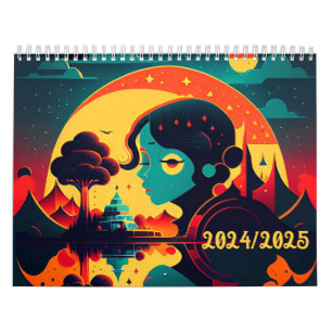 Retro-Plakat-Kollektion 2-Jahres-Kalender 2024-202 Kalender