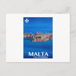 Retro-Plakat Malta Valetta - Stadt der Ritter Postkarte