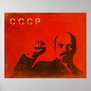 Retro Plakat mit Vintagem Druck Lenin UDSSR