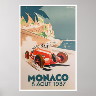 Retro-Plakat Rennwagen Kunst Französische Riviera Poster
