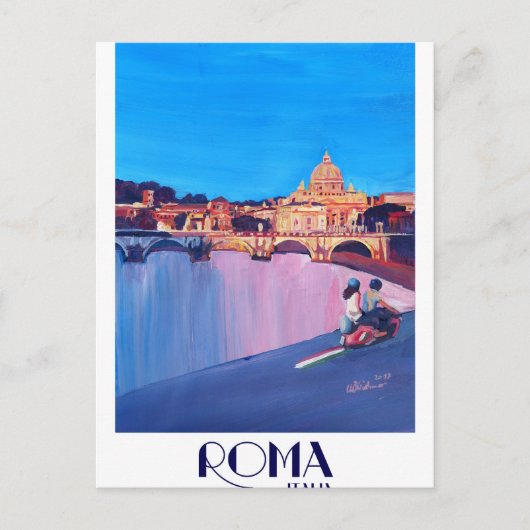 Retro Plakat Roms Italien Postkarte (Vorderseite)