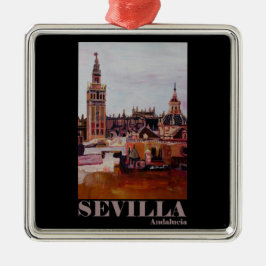 Retro Plakat Sevilla Giralda Andalusien Ornament Aus Metall
