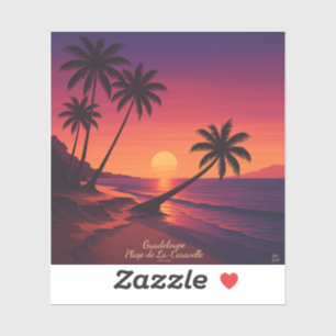 Retro-Plakat Strand La Caravelle Guadeloupe Aufkleber