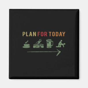 Retro-Plan für heute Kaffee Bowling Bier Vintage L Magnet