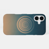 Retro-Planet-Aufsicht mit Spiegelung iPhone 16 Hülle (Rückseite (Horizontal))
