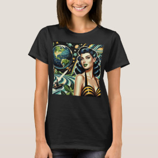 Retro Planet Pin-Up  T-Shirt