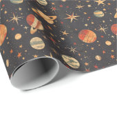 Retro Planet Space Theme Geschenkpapier (Rolleneckpunkt)