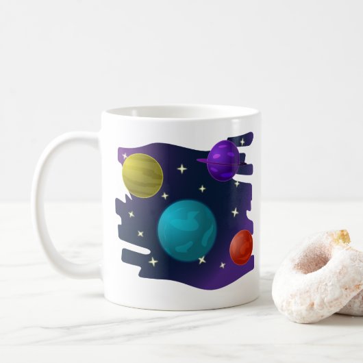 Retro-Planeten Kaffeetasse (Mit Donut)