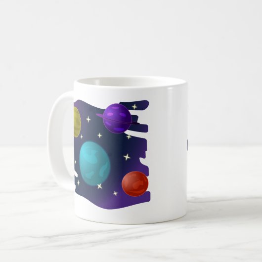 Retro-Planeten Kaffeetasse (Vorderseite Links)