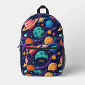 Retro-Planeten Mit Monogramm Bedruckter Rucksack (Vorderseite)