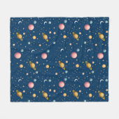 Retro-Planeten- und Sternenmuster Fleecedecke (Vorderseite (Horizontal))