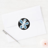 Retro Platsch Rocket White Blue Runder Aufkleber (Umschlag)