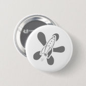 Retro platsches weißes Grau Rockets Button (Vorne & Hinten)