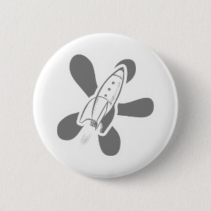 Retro platsches weißes Grau Rockets Button