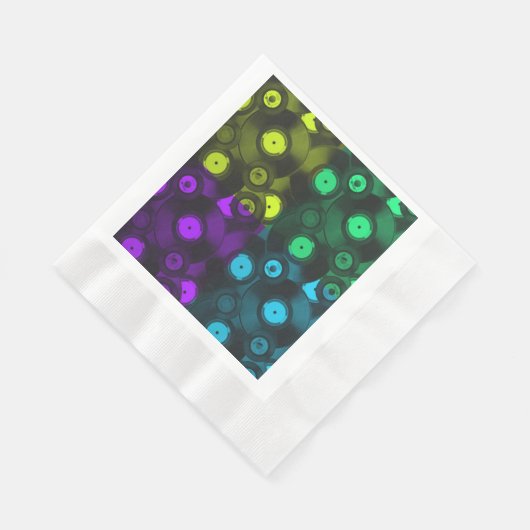 Retro Platten Neonfarbige Collage Serviette (Ecke)