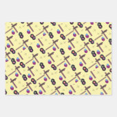 Retro-Platten Stil 1 - Gelb Geschenkpapier Set (Vorderseite)