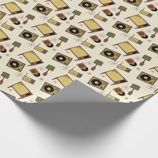 Retro-Platten, T.V., Radio Geschenkpapier (Ecke)