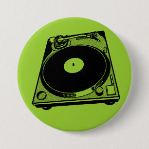 Retro-Plattenspieler-Grafik in Schwarz Button