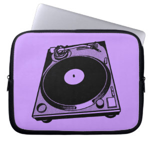 Retro-Plattenspieler-Grafik in Schwarz Laptopschutzhülle