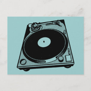Retro-Plattenspieler-Grafik in Schwarz Postkarte