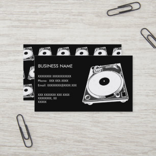 Retro-Plattenspieler-Grafik in Weiß Visitenkarte