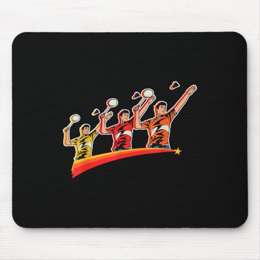 Retro Play Badminton Sport Player Shuttle Mousepad (Vorne)