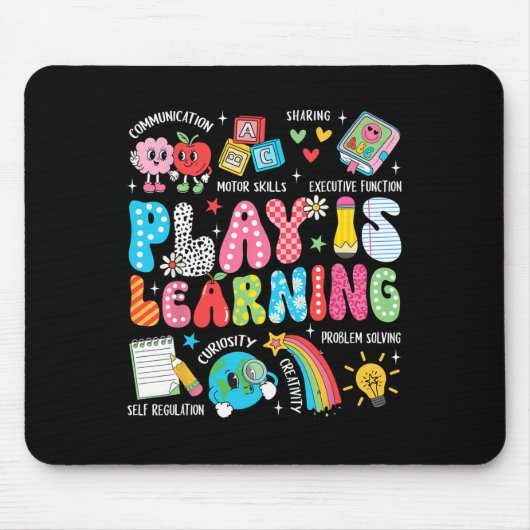 Retro Play Is Learning Kindergarten Lehrer Team Fr Mousepad (Vorne)